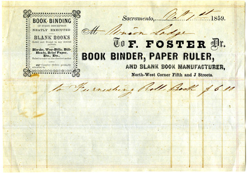 F. Foster, Book Binder, Paper Ruler, and Blank Book Manufacturer