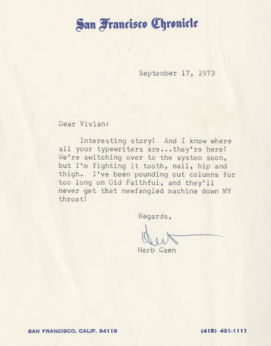 Herb Caen Letter