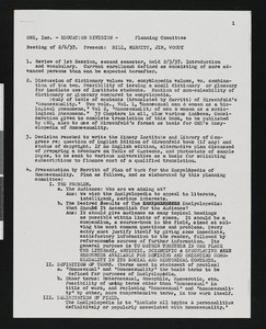 ONE, Inc. meeting minutes (1957)