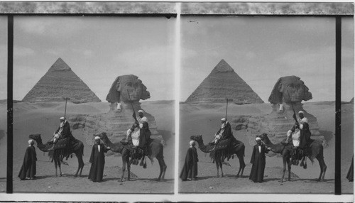 The Sphinx and Second Pyramid, showing part of the Original. Egypt