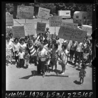 Jauneno Indians carrying placards at demonstration over land rights in San Juan Capistrano, Calif., 1964