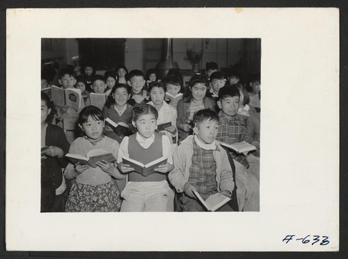 View in grammar school at this relocation center. Photographer: Stewart, Francis Newell, California