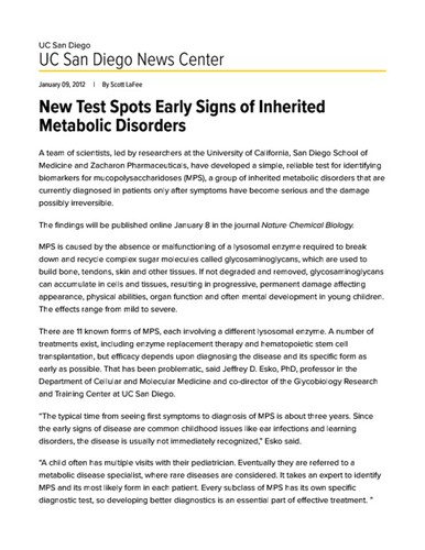 New Test Spots Early Signs of Inherited Metabolic Disorders