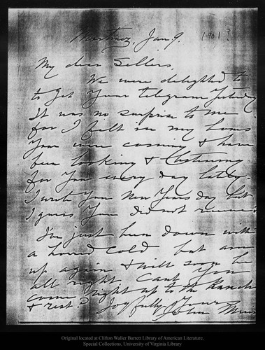 Letter from John Muir to [A. H.] Sellers, [1901] Jan 9