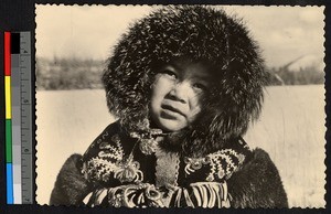 Klinkit Indian boy in fur-fringed hood, Canada, ca.1920-1940