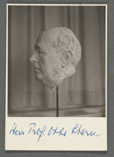 [Sculpture: head of unidentified man, inscribed to Otto Stern.]