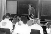 Harry Britt speaking to a group at SJSU