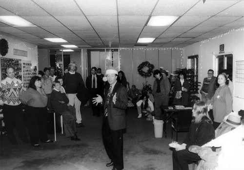 Ken Yeager campaigning during Christmas