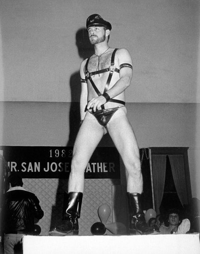 Mr. San Jose Leather contestant on the runway