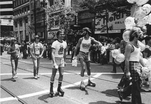 Parade participants roller skating