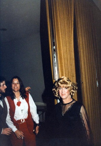 Female impersonator wearing a wig