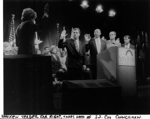 San Jose city councilmen taking oath of office