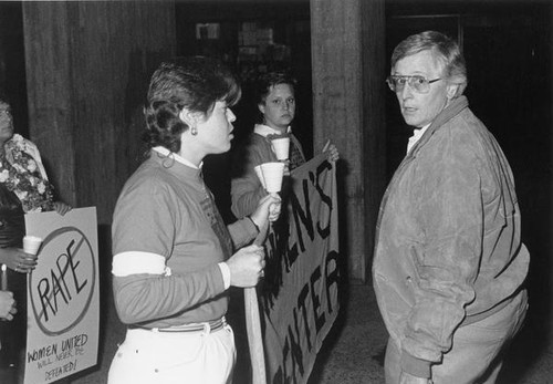 Wiggsy Sivertsen and anti-rape demonstrators