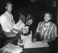 Don Nelson and Pete Conroy register voters to defeat Proposition 64