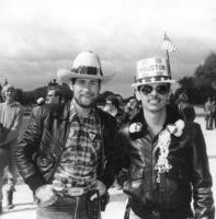 Two men with facial hair at march