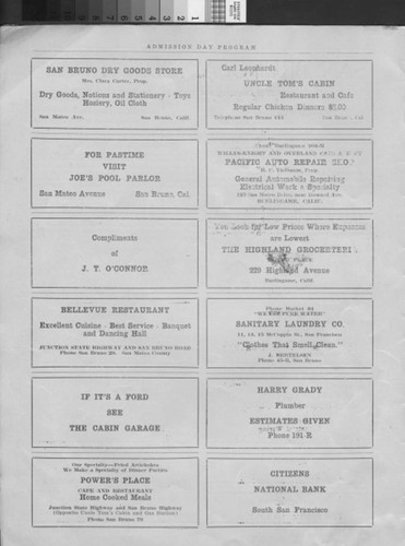 San Bruno Admission Day Celebration Official Program, September 8-10, 1923