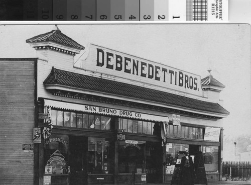 DeBenedetti Bros. Building with San Bruno Drug Company, ca. 1914