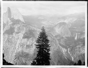 Vernal Falls, Nevada Falls and Half Dome from Glacier Point in Yosemite National Park, California, 1901