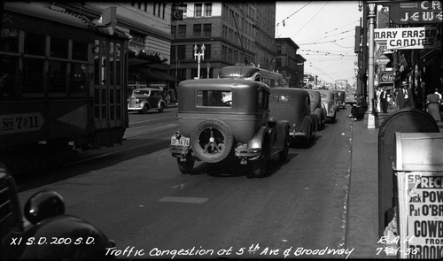 Traffic congestion at 5th Avenue and Broadway