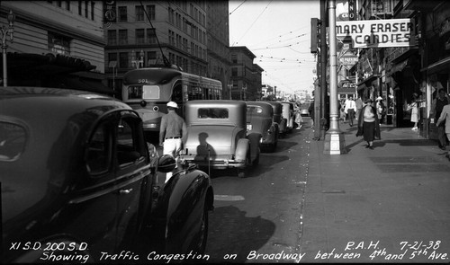 Showing traffic congestion on Broadway between 4th and 5th Avenues