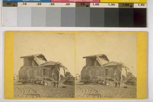 Court House, San Leandro. County seat of Alameda Co. After the Earthquake. Oct 21, 68 [i.e. 1868]. [Duplicate of 7.]