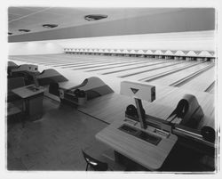 Bowling lanes at the Holiday Bowl, Santa Rosa, California, 1959