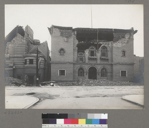 [Ruins of Albert Pike Memorial Temple (Scottish Rite Temple), right.]