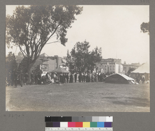 [Refugees in line, Hamilton Square.]