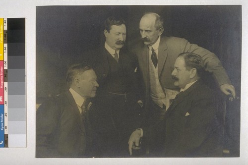 The "Big Four" graft prosecutors (left to right) Frances J. Heney, William J. Burns, Fremont Older and Rudolph Spreckels. [With duplicate print captioned: "Heney, Burns, Older, R. Spreckels."]