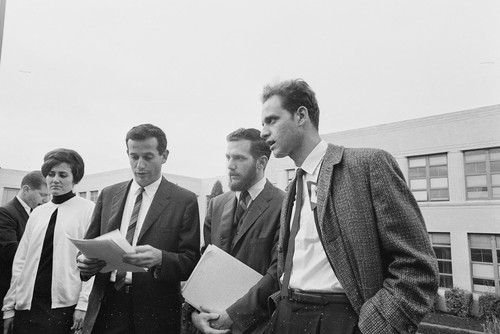 The student defendants walked from campus to the court in a double file