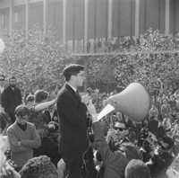 Professor Lawrence Levine of the History Department at mike