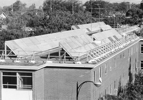 Solar panels on a San Jose State College dorm