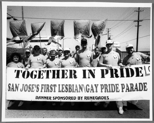 Group walking in first gay pride parade hosted in San Jose