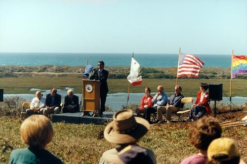 President Caret giving speech