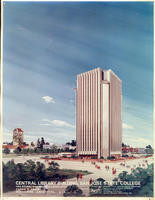 Rendering of 18 story central library building