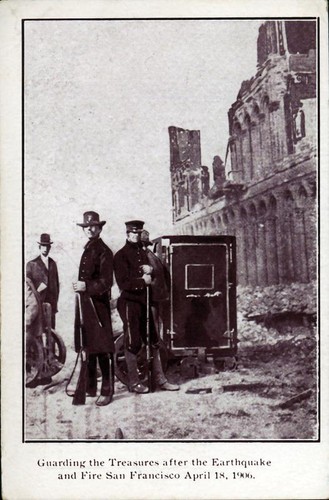 Guards protecting valuables after the 1906 earthquake