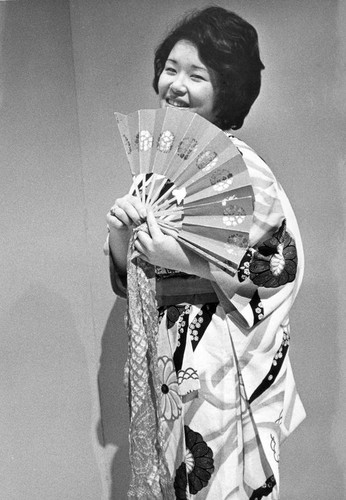 Female student wearing a kimono