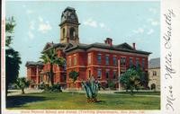 Color postcard of Second San Jose State Normal School