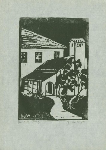 Familiar Places Home Economic Wing woodcut