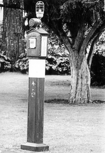 College campus fire alarm pole