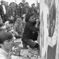 Peace mural under construction