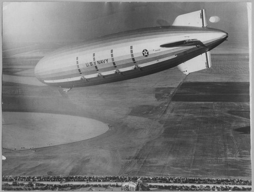 Airship Macon Approaching Moffett Field, 1933