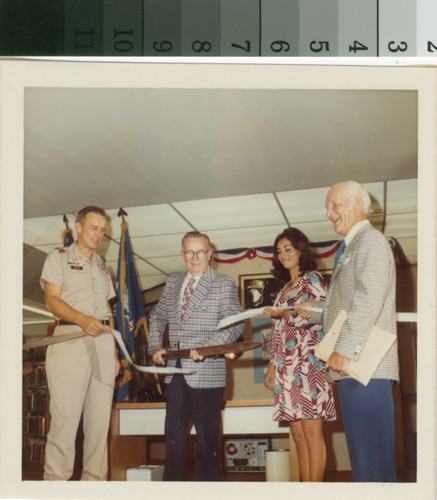 Dedication of Memorial Room at SM Library 8/9/74 - ribbon cutting