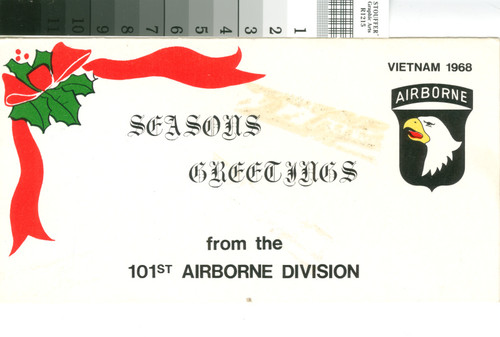 Holiday greeting card from 101st Airborne 12/68