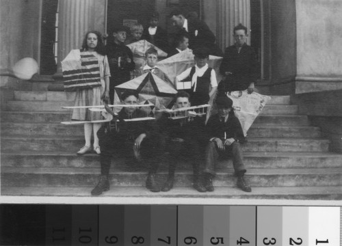 The Kite Tournament - Children on the steps of Carnegie Library, 129 2nd Avenue. (set up for photo01)