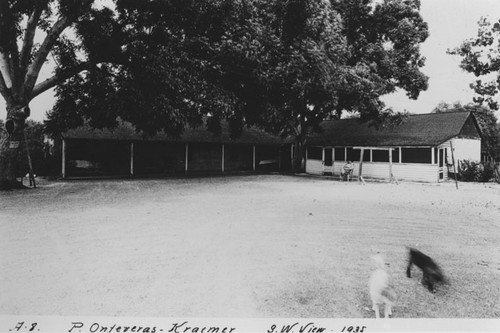 S. W. view of the P. Ontiveras-Kraemer adobe on Rancho San Juan Cajon de Santa Ana, 1935