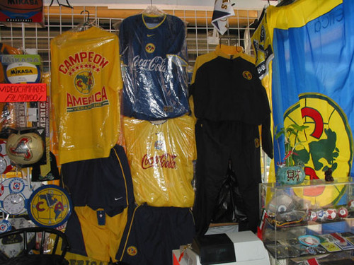 Sportswear at a shop in El Faisan on Fourth Street, August 2002