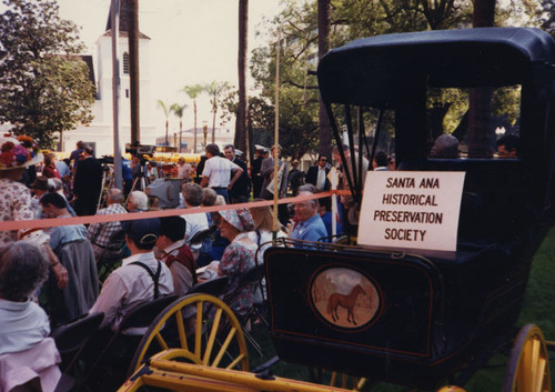 Buggy loaned by Santa Ana Historical Preservation Society for the rededication of the Old Orange County Courthouse, November 12, 1987