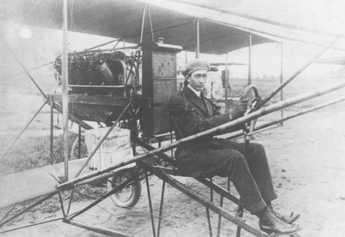 Glen L. Martin in his first airplane about 1910