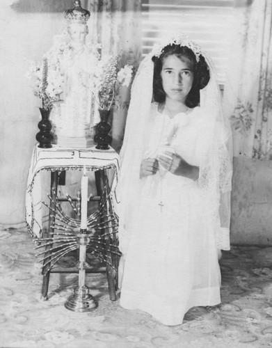 First Communion of Sabina Villasenor of 10781 Cedar St. in 1949